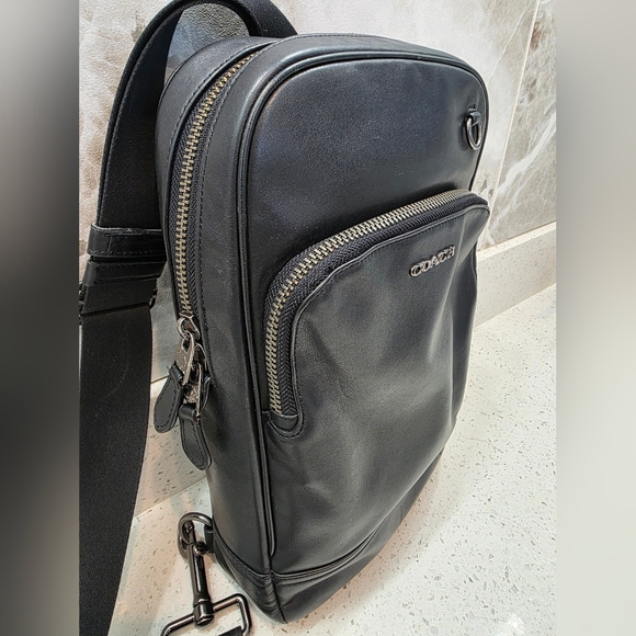 Coach Black Leather Unisex And/or Men's Bag - Gunmetal - Picture 6 of 15